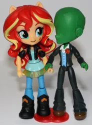 Size: 1152x1566 | Tagged: safe, derpibooru import, sunset shimmer, oc, oc:anon, equestria girls, canon x oc, custom, doll, equestria girls minis, eqventures of the minis, holding hands, irl, photo, toy