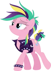 Size: 2577x3588 | Tagged: safe, artist:porygon2z, derpibooru import, pinkie pie, earth pony, pony, it isn't the mane thing about you, alternate hairstyle, female, mare, punk, punkie pie, simple background, solo, transparent background