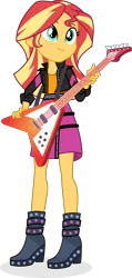 Size: 4101x8589 | Tagged: safe, artist:punzil504, derpibooru import, sunset shimmer, equestria girls, equestria girls series, absurd resolution, boots, clothes, electric guitar, female, guitar, high heel boots, shoes, simple background, skirt, solo, transparent background