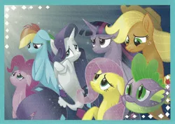 Size: 3574x2530 | Tagged: safe, derpibooru import, applejack, pinkie pie, rainbow dash, rarity, spike, twilight sparkle, twilight sparkle (alicorn), alicorn, pony, puffer fish, seapony (g4), my little pony: the movie, sad, seaponified, seapony applejack, seapony fluttershy, seapony pinkie pie, seapony rainbow dash, seapony rarity, seapony twilight, species swap, spike the pufferfish