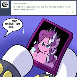 Size: 576x576 | Tagged: safe, artist:pembroke, derpibooru import, diamond tiara, sweetie belle, earth pony, pony, unicorn, ask, chubby diamond, chubby diamond tiara, crying, dialogue, meanie belle, tumblr