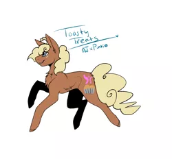 Size: 1400x1300 | Tagged: safe, artist:shoto, artist:silent-umbra, derpibooru import, oc, oc:toasty treats, unofficial characters only, earth pony, pony, base used, female, magical lesbian spawn, mare, offspring, paint tool sai, parent:applejack, parent:pinkie pie, parents:applepie, solo, text