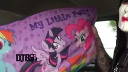 Size: 1280x720 | Tagged: alicorn, derpibooru import, human, irl, irl human, kissing candice, mask, metal, music, photo, pillow, pinkie pie, purple, rainbow dash, rock, safe, screenshots, tattoo, twilight sparkle, twilight sparkle (alicorn), van, youtube