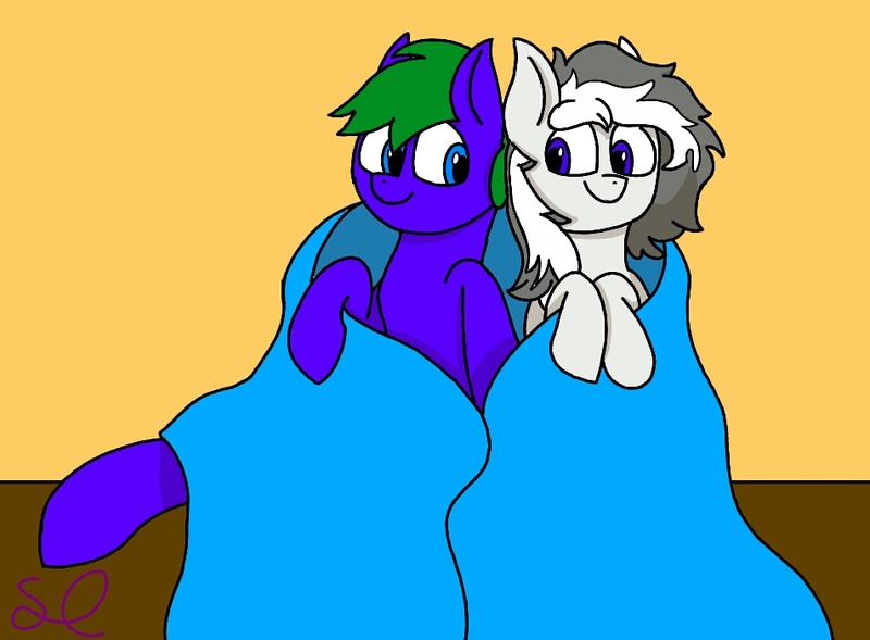 Size: 953x702 | Tagged: safe, artist:sketchlines, derpibooru import, oc, unofficial characters only, pony, blanket, snuggling