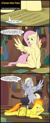 Size: 2602x6351 | Tagged: safe, artist:toxic-mario, derpibooru import, derpy hooves, fluttershy, spitfire, hybrid, pegasus, pony, comic:toxic-mario's derpfire shipwreck, a health of information, background pony, bottle, brew, comic, cooking, facehoof, female, hilarious in hindsight, mare, mundane utility, new style, potion making, spitfire's hair is fire, this will end in tears, zecora's hut