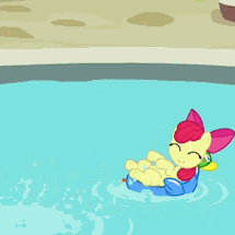 Size: 215x215 | Tagged: adorabloom, animated, apple bloom, cropped, cute, cutealoo, derpibooru import, duck, gif, hubble, hub logo, inflatable, inner tube, pegaduck, safe, scootaloo, screencap, squirting, swimming pool, tickling, twilight time, wet mane