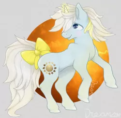 Size: 904x883 | Tagged: safe, artist:dreamcreationsink, derpibooru import, sunbeam, pony, unicorn, bow, female, g1, mare, solo, tail bow