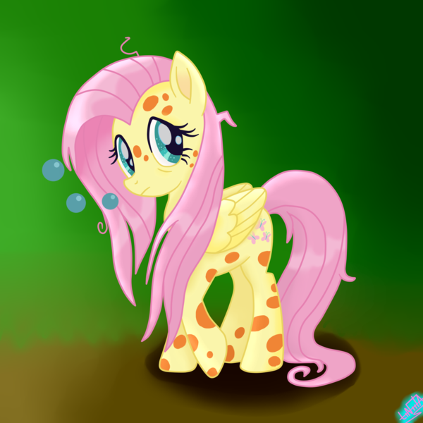 Size: 1500x1500 | Tagged: safe, artist:liniitadash23, derpibooru import, fluttershy, pegasus, pony, a health of information, my little pony: the movie, bubble, female, mare, messy mane, movie accurate, raised hoof, sick, solo, swamp fever