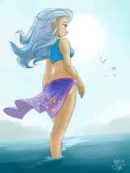 Size: 1800x2400 | Tagged: suggestive, artist:ponut_joe, derpibooru import, trixie, human, equestria girls, adorasexy, ass, beautiful, bikini, blue swimsuit, breasts, clothes, cute, diatrixes, equestria girls minis, female, humanized, sarong, sexy, solo, solo female, swimsuit, the great and powerful ass, wrap skirt