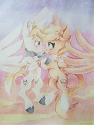 Size: 3024x4032 | Tagged: artist:blazemizu, derpibooru import, duo, oc, oc:serenity, oc:white feather, safe, serenither, traditional art, unofficial characters only