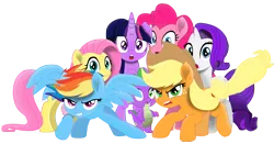 Size: 6216x3266 | Tagged: safe, artist:ejlightning007arts, derpibooru import, applejack, fluttershy, pinkie pie, rainbow dash, rarity, spike, twilight sparkle, twilight sparkle (alicorn), alicorn, dragon, earth pony, pegasus, pony, unicorn, my little pony: the movie, female, mane seven, mane six, mare, shading, simple background, transparent background, vector