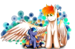 Size: 4599x3000 | Tagged: safe, artist:shamy-crist, derpibooru import, oc, oc:erscon, oc:marshall, unofficial characters only, dracony, hybrid, pegasus, pony, father and son, high res, male, stallion