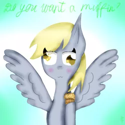 Size: 1024x1024 | Tagged: artist:yara-art-studio10, derpibooru import, derpy hooves, food, muffin, safe, solo