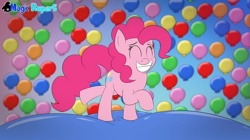 Size: 2560x1440 | Tagged: artist:rupertbluefox, balloon, derpibooru import, happy, pinkie pie, safe, series:30 dayz of pinks, smiling, solo