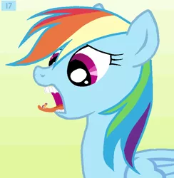 Size: 650x666 | Tagged: safe, artist:lukington17, derpibooru import, rainbow dash, scootaloo, fanfic, fanfic:a small issue, endosoma, fanfic art, female, fetish, imminent vore, macro, macro/micro, micro, mucus, preddash, salivating, slimy, taste buds, tongue out, vector, vore, willing prey, willing vore