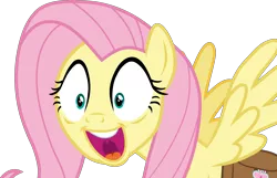 Size: 7574x4863 | Tagged: safe, artist:frownfactory, derpibooru import, fluttershy, pegasus, pony, a health of information, .svg available, excited, female, mare, rapeface, saddle bag, simple background, solo, svg, transparent background, vector, wings