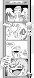 Size: 1024x2329 | Tagged: artist:loreto-arts, comic:friendship is innuendo, derpibooru import, diamond tiara, fluttershy, safe, silver spoon, spanish, translation