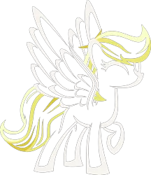 Size: 4078x4729 | Tagged: safe, artist:up1ter, derpibooru import, oc, oc:dandelion blossom, unofficial characters only, pony, absurd resolution, eyes closed, female, lineart, mare, raised hoof, simple background, solo, spread wings, transparent background, vector, wings