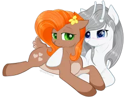 Size: 2000x1563 | Tagged: artist:gleamydreams, cuddling, deer pony, derpibooru import, female, oc, oc:crystalline, oc:faunia, original species, safe, snuggling, unofficial characters only