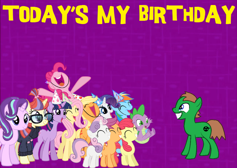 Size: 1085x768 | Tagged: apple bloom, applejack, artist needed, birthday, cutie mark crusaders, derpibooru import, dragon, edit, fluttershy, hat, mane seven, mane six, moondancer, oc, oc:ian, party hat, pinkie pie, rainbow dash, rarity, safe, scootaloo, spike, sweetie belle, twilight sparkle