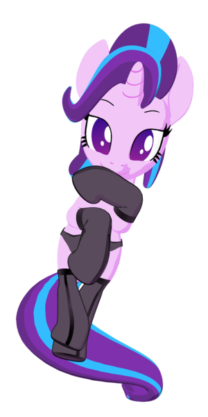 Size: 1000x2000 | Tagged: suggestive, artist:galawaille, derpibooru import, starlight glimmer, pony, unicorn, 3d, bedroom eyes, blender, cel shading, clothes, covering, covering mouth, cute, female, glimmerbetes, lingerie, mare, no pupils, panties, see-through, simple background, solo, transparent background, underwear