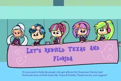 Size: 1018x684 | Tagged: safe, artist:obeliskgirljohanny, derpibooru import, indigo zap, lemon zest, sour sweet, sugarcoat, sunny flare, equestria girls, hurricane, hurricane harvey, hurricane irma, shadow five