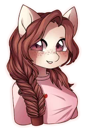 Size: 824x1197 | Tagged: safe, artist:miioko, derpibooru import, oc, unnamed oc, unofficial characters only, anthro, earth pony, anthro oc, clothes, female, freckles, mare, shirt, simple background, smiling, solo, transparent background