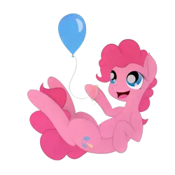 Size: 1280x1280 | Tagged: safe, artist:charrez, derpibooru import, pinkie pie, earth pony, pony, balloon, blue eyes, open mouth, pink fur, pink hair, simple background, smiling, solo, transparent background