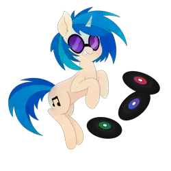 Size: 1280x1280 | Tagged: safe, artist:charrez, derpibooru import, vinyl scratch, pony, unicorn, blue hair, record, simple background, smiling, solo, sunglasses, transparent background