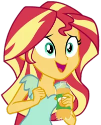 Size: 536x666 | Tagged: safe, artist:fella, derpibooru import, sunset shimmer, dance magic, equestria girls, spoiler:eqg specials, bottle, cute, drink, female, juice, orange juice, orange soda, simple background, solo, transparent background