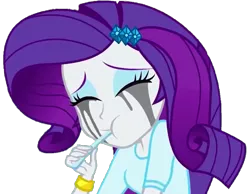 Size: 928x719 | Tagged: safe, artist:thebar, derpibooru import, rarity, dance magic, equestria girls, spoiler:eqg specials, bracelet, comfort eating, crying, eating, eyes closed, female, gem, jewelry, makeup, marshmelodrama, mascara, mascarity, running makeup, simple background, solo, spoon, transparent background