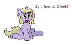Size: 1430x893 | Tagged: safe, artist:gogglesparks, derpibooru import, dinky hooves, unicorn, alternate hairstyle, cute, dinkabetes, female, filly, sitting