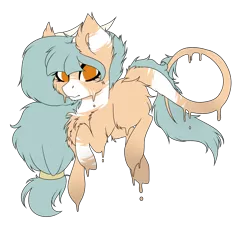 Size: 3441x3121 | Tagged: safe, artist:crazllana, derpibooru import, oc, oc:forest keeper, unofficial characters only, earth pony, pony, female, high res, horns, melting, simple background, solo, transparent background