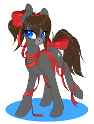 Size: 800x1050 | Tagged: safe, artist:peridotkitty, derpibooru import, oc, oc:naisol, unofficial characters only, earth pony, pony, bow, female, hair bow, mare, ribbon, tail bow