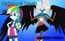 Size: 1920x1200 | Tagged: safe, artist:3d4d, artist:mewtwo-ex, artist:orin331, derpibooru import, rainbow dash, equestria girls, blue background, clothes, compression shorts, cute, dress, glowing eyes, midnight-ified, simple background, skirt, smiling