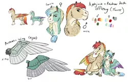 Size: 1600x1035 | Tagged: safe, artist:earthsong9405, deleted from derpibooru, derpibooru import, oc, oc:autumn breeze, oc:winter gale, unofficial characters only, pegasus, pony, amputee, augmented, braid, coat markings, colored wings, colt, female, filly, long description, magical lesbian spawn, male, next generation, offspring, parent:applejack, parent:rainbow dash, parents:appledash, prosthetic limb, prosthetic wing, prosthetics, realistic, realistic anatomy, realistic horse legs, shoulder feathers, siblings, socks (coat marking), tail feathers, twins