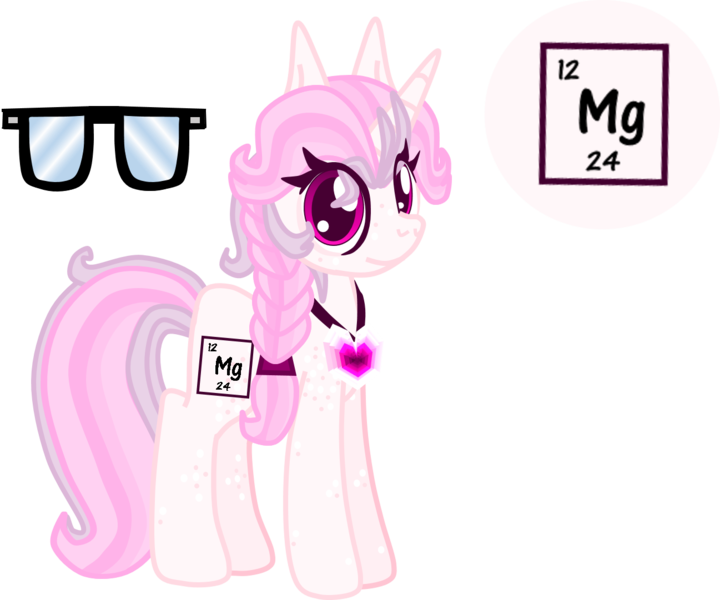 Size: 1297x1081 | Tagged: safe, artist:casanova-mew, derpibooru import, oc, oc:magnesium, ponified, unofficial characters only, object pony, original species, pony, unicorn, element pony, female, glasses, magnesium, mare, reference sheet, solo