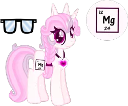 Size: 1297x1081 | Tagged: safe, artist:casanova-mew, derpibooru import, oc, oc:magnesium, ponified, unofficial characters only, object pony, original species, pony, unicorn, element pony, female, glasses, magnesium, mare, reference sheet, solo