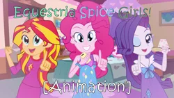 Size: 1280x720 | Tagged: safe, artist:amante56, derpibooru import, pinkie pie, rarity, sunset shimmer, equestria girls, clothes, equestria spice girls, pajamas, wannabe