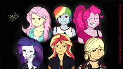 Size: 1920x1080 | Tagged: safe, artist:mimirupi123, derpibooru import, applejack, fluttershy, pinkie pie, rainbow dash, rarity, sunset shimmer, vampire, equestria girls