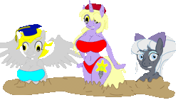 Size: 1920x1080 | Tagged: animated, anthro, artist:cleverderpy, breasts, derp, derpibooru import, derpy hooves, gif, mud, oc, oc:cleverderpy, oc:cleveryuki, oc:senseibelle, quicksand, simple background, squishy, squooshy, suggestive, transparent background, unofficial characters only, wip