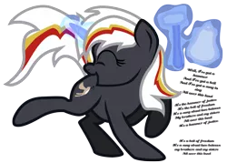 Size: 7000x5000 | Tagged: safe, artist:aaronmk, derpibooru import, oc, oc:velvet remedy, unofficial characters only, pony, unicorn, fallout equestria, fanfic, absurd resolution, bell, eyes closed, fanfic art, female, glowing horn, hammer, horn, lyrics, magic, mare, open mouth, simple background, smiling, solo, song reference, telekinesis, text, transparent background