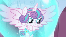Size: 600x338 | Tagged: safe, derpibooru import, screencap, princess flurry heart, alicorn, pony, the crystalling, about to cry, animated, crying, cute, diaper, dilated pupils, female, flurrybetes, foal, force field, frown, gif, magic, open mouth, pouting, sad, sadorable, solo, sparkles, stuck, teary eyes
