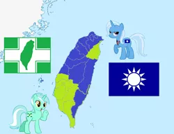 Size: 950x732 | Tagged: alicorn amulet, blue, china, democratic progressive party, derpibooru import, eqg flag-tag meme, green, independence, kuomintang, lyra heartstrings, politics, safe, taiwan, trixie