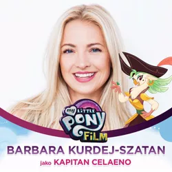Size: 1080x1080 | Tagged: anthro, barbara kurdej-szatan, captain celaeno, derpibooru import, human, irl, irl human, mlp movie cast icons, my little pony logo, my little pony: the movie, photo, polish, safe, voice actor, with their characters