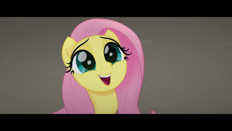 Size: 1366x768 | Tagged: safe, derpibooru import, screencap, fluttershy, pegasus, pony, my little pony: the movie, cute, daaaaaaaaaaaw, female, happy, hnnng, mare, open mouth, shyabetes, smiling, solo