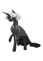 Size: 600x852 | Tagged: safe, artist:basykail, derpibooru import, oc, oc:aerye, unofficial characters only, pony, unicorn, clothes, dress, female, jewelry, mare, necklace, obtrusive watermark, pearl necklace, simple background, solo, transparent background, watermark