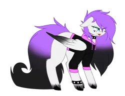 Size: 1870x1440 | Tagged: safe, artist:despotshy, derpibooru import, oc, oc:lunar, unofficial characters only, pegasus, pony, choker, clothes, female, mare, simple background, solo, spiked choker, spiked wristband, tongue out, transparent background, wristband