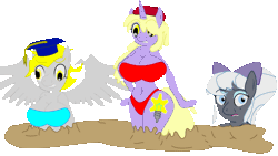 Size: 1920x1080 | Tagged: animated, anthro, artist:cleverderpy, breasts, derpibooru import, derpy hooves, gif, mud, oc, oc:cleverderpy, oc:cleveryuki, oc:senseibelle, quicksand, squishy, squooshy, suggestive, unofficial characters only, wip