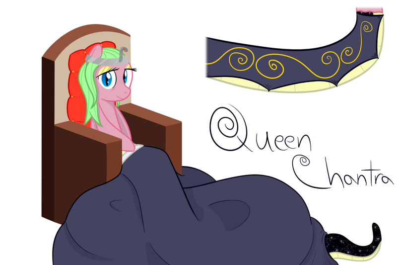 Size: 1200x800 | Tagged: artist:mightyshockwave, blanket, chair, circlet, clothes, crown, derpibooru import, dress, eyeshadow, furniture, jewelry, lamia, makeup, oc, oc:queen chantra, original species, regalia, safe, snake, snake pony, solo, throne, unofficial characters only